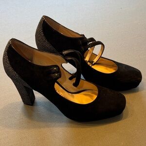 Sacha London Black Heels with Textured Straps